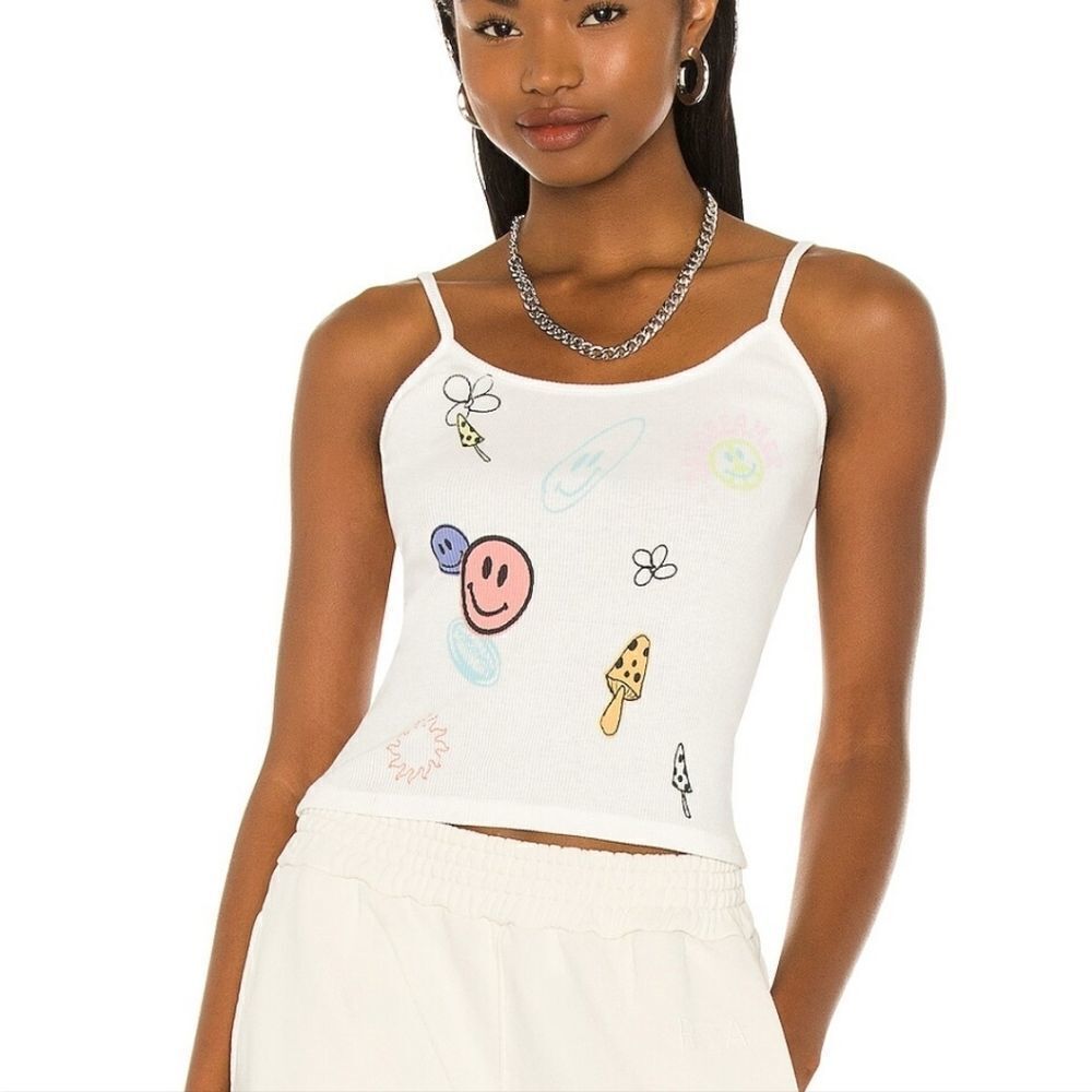 NWOT Daydreamer Dreamscape Ribbed Spaghetti Tank in Vintage White